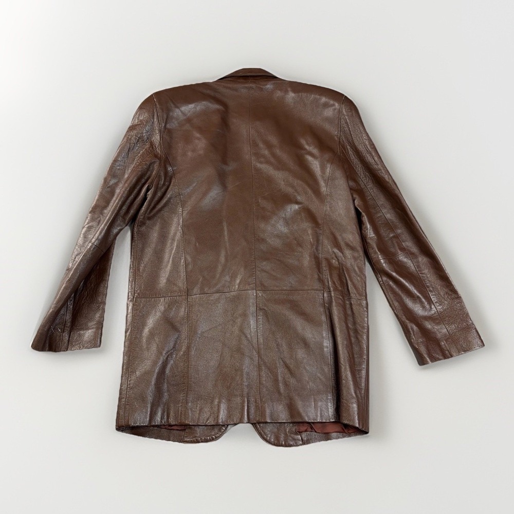 Vintage Lord & Taylor Women's 8 Brown Lamb Leather Blazer Jacket - Picture 2 of 13